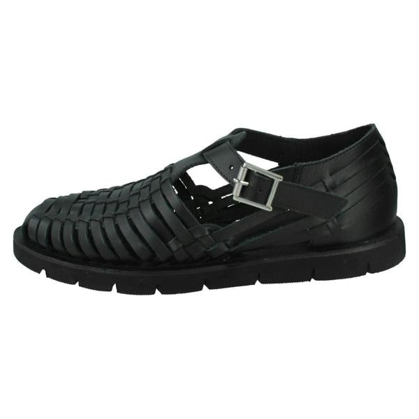 Leather Collection Mens Leather Collection Flat Weaved Sandals A0051