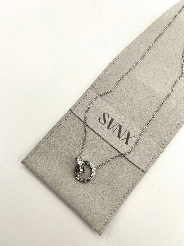 SVNX Roman Numeral Necklace in Silver Colour