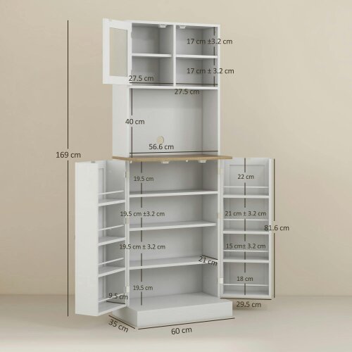 Wyld Haus Tabetti Wooden White 2 Part Kitchen Storage Cabinet