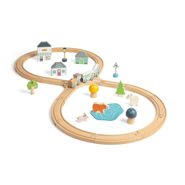 Bigjigs Toys Wooden Woodland Animal Train Set - 42 Pieces