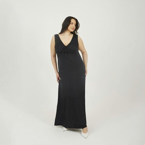 Brave Soul Black Plus Sleeveless Satin Maxi Dress - Black Image 1