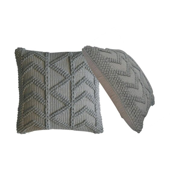 Wyld Haus Set of 2 Snowshill Grey Zig Zag Handwoven Cushions Covers