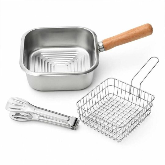 Havendro Stainless Steel Chip Pan Deep Cook Fryer Pot Frying Basket Kitchen Cookware - silver - steel