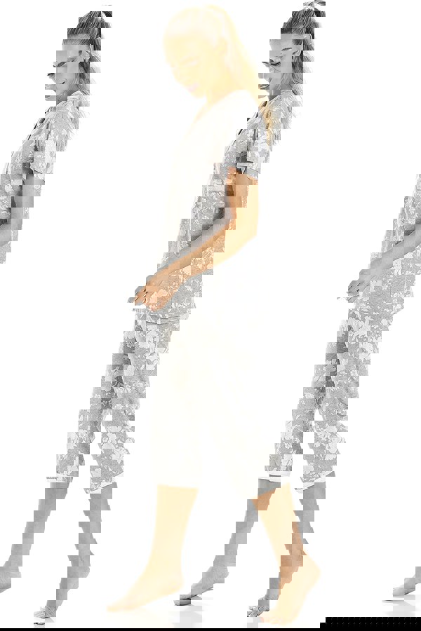 Camille Grey Lightweight Floral Capri Pyjama Set