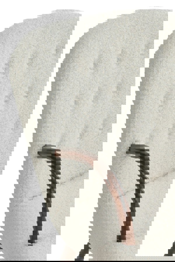 Living and Home Netural Bouclé Armchair and Footstool Set with Wooden Legs