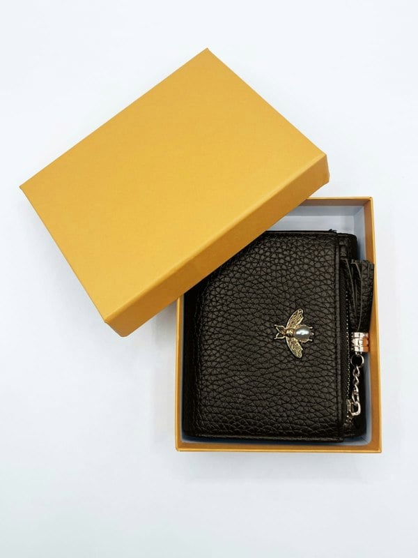 SVNX Bee Embellishment Purse in Dark Grey