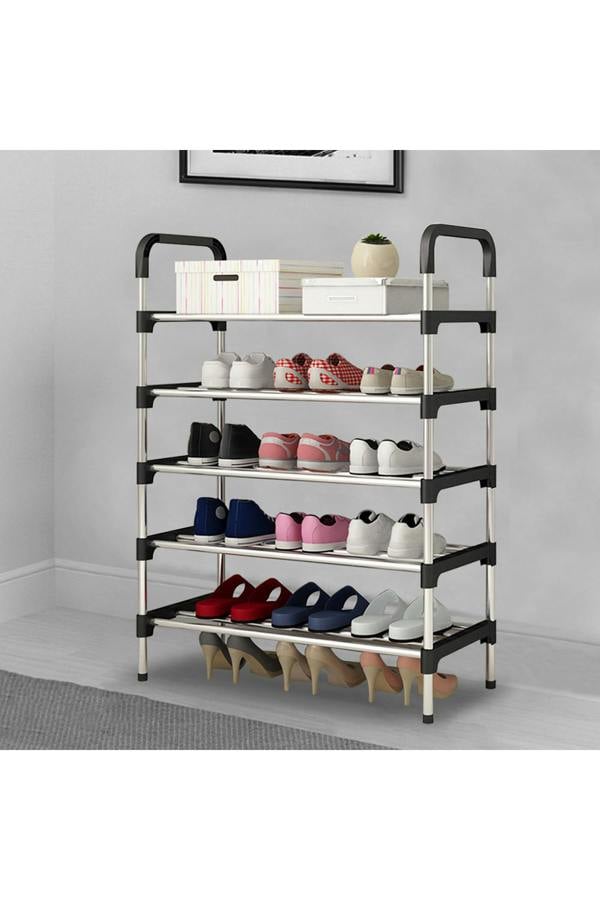 Living and Home 5 Tiers Shoe Rack Organizer Stainless Steel Stackable Space Saving Shoes Shelf