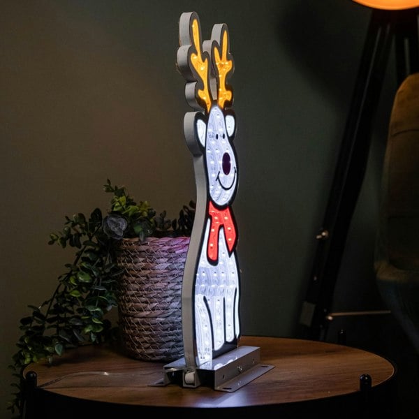 Samuel Alexander 40cm Infinity Standing Christmas Reindeer with Metal Base, White and Red LEDs