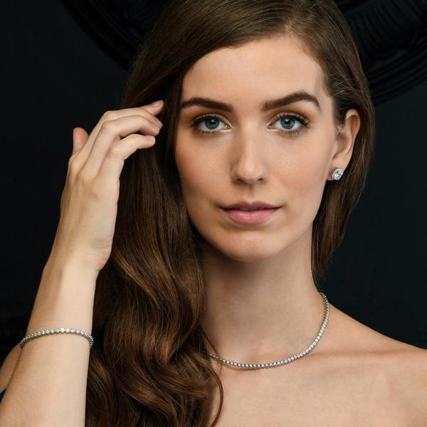 namana 925 Sterling Silver Bezel Set Tennis Necklace