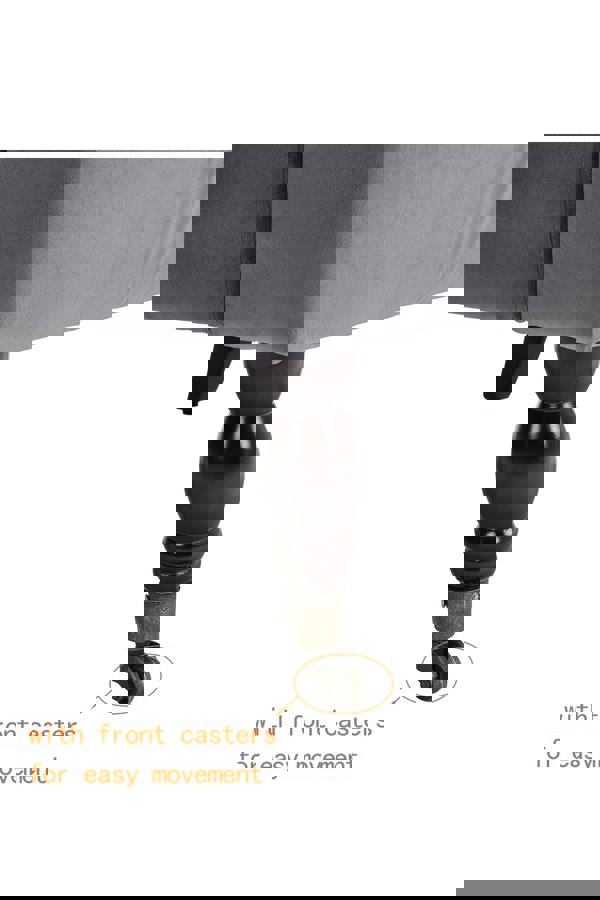 Living and Home Grey Soft Velvet Armchair with Gourd Shaped Castor Legs