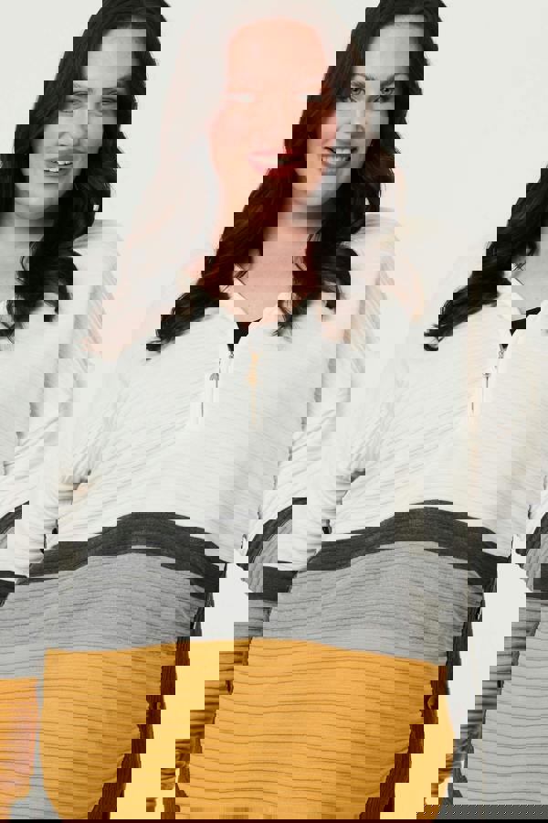 Mustard | Curve Colour Block Zip Detail V-Neck Jumper