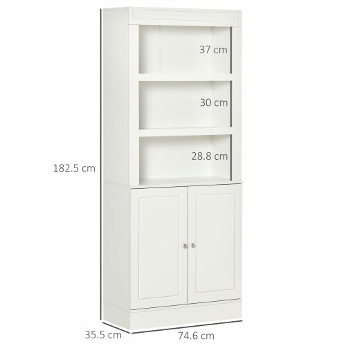 Wyld Haus Kala Wooden White 6 Tier Freestanding Kitchen Cupboard With OFauxn Compartments And Double Doors