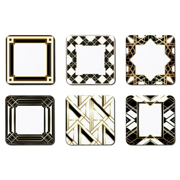 Benjamin Tate Design Art Deco in Black & Gold Collection (Coaster)