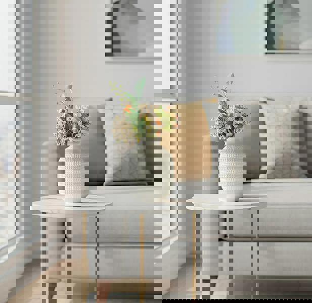 Anyhouz ANYDECO Flower Vase White Medium Nordic Plastic Pot Home Decor