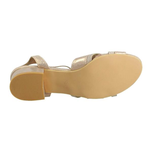 Spot On Ladies Spot On Ankle Strap Low Block Heel Glitter Wide Fitting Sandals F12118