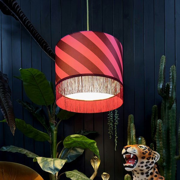 love frankie Helter skelter lampshade with fringing in raspberry ripple