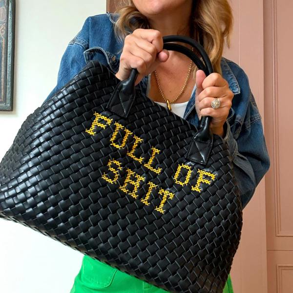 Lilly Loves Vegan FULL OF SHIT Woven Handbag