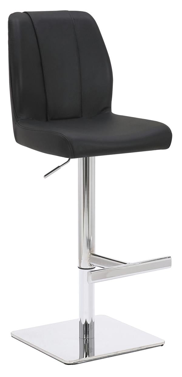 Lamboro Ravenna Deluxe Breakfast Bar Stool, Chrome Footrest, Height Adjustable Swivel Gas Lift, Home Bar & Kitchen Leather Barstool, Black