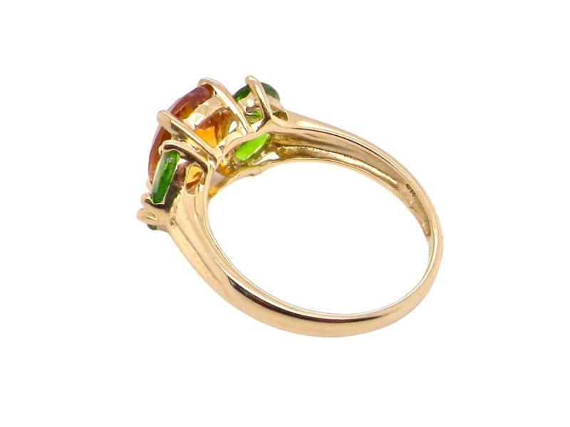 Vintage Tom A chrome diopside and citrine dress ring