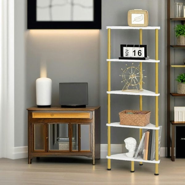 Rafaelo Mobilia 5 Tier Corner Shelf White