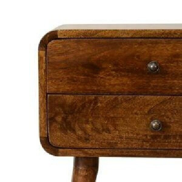 Wyld Haus Ostuni Curved Mango Wood Chestnut Bedside Table 2 Drawers