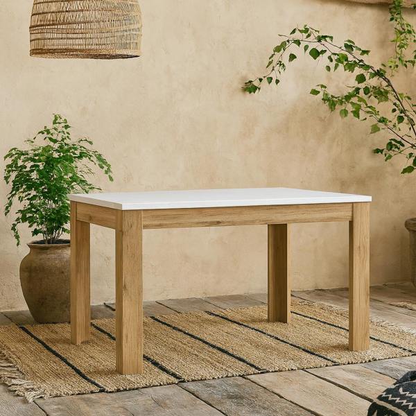 Wyld Haus Zaragoza 207cm Extendable Light Grey Top Dining Table with Oak Base