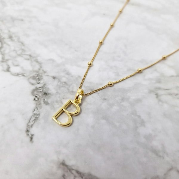 Harfi 18ct Gold Vermeil Plated Initial Pendant Necklace