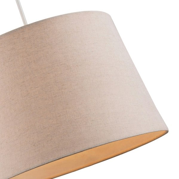 Designer Taupe Beige Naturally Textured Linen Lamp Shade in Drum Shape Image 3