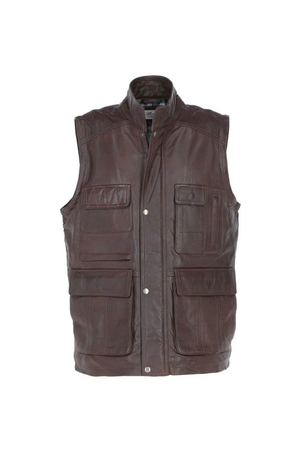 Ashwood 'Enzo' Leather Utility Vest with Multiple Pockets: friends