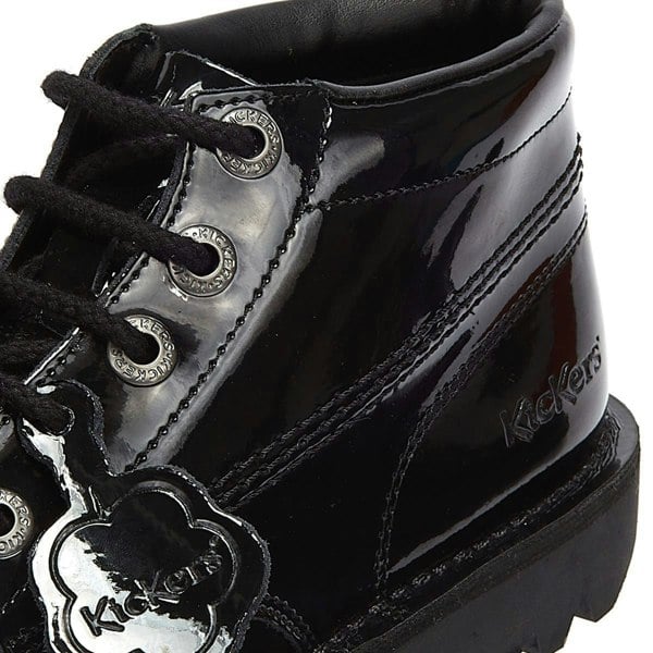 Kickers Youth Kick Hi Black Patent