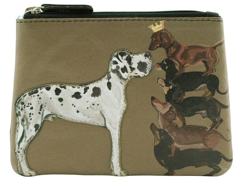 Mala Leather King of Dogs Dachshund Great Dane Leather Coin Purse