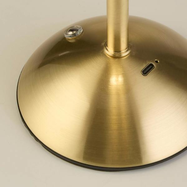Lighting Collection Amber Glass LED Rechargable Table Lamp