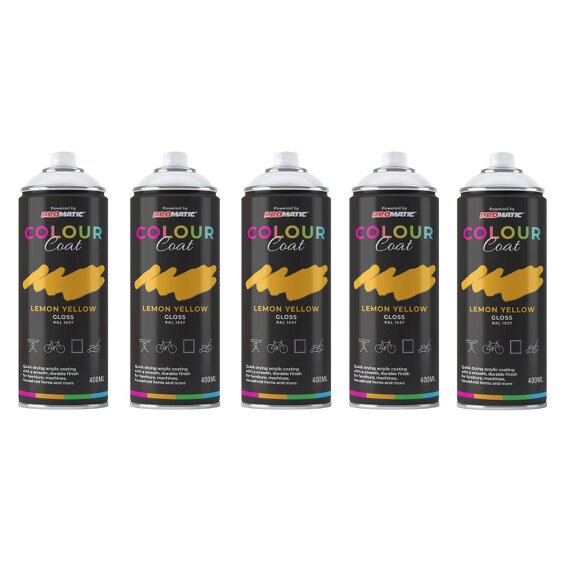Colour Coat 5X Lemon Yellow RAL 1037 Gloss Spray Paint 400ml