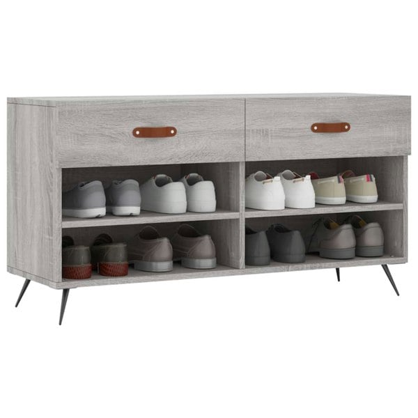 Berkfield Shoe Bench Grey Sonoma 102x35x55 cm Engineered Wood