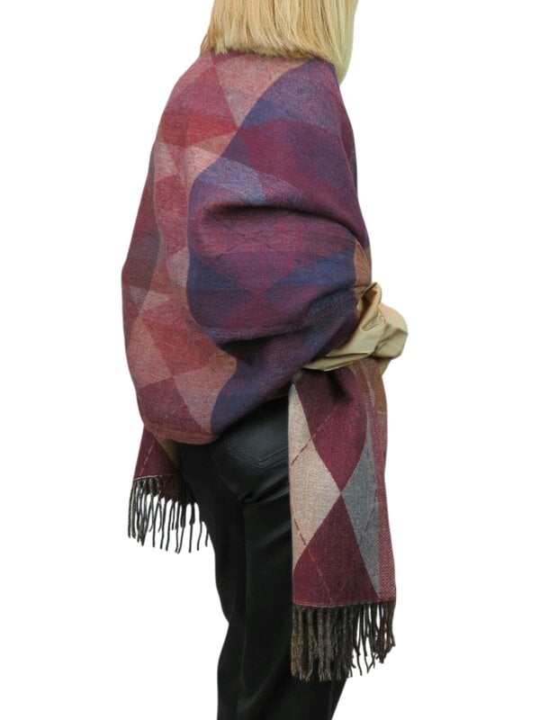 Paulo Due Wool Blend Reversible Argyle Pashmina Scarf