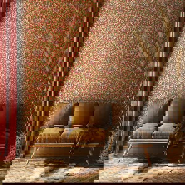 Hoopla Walls Honeysuckle Leaf Trail - Terracotta 10m Wallpaper