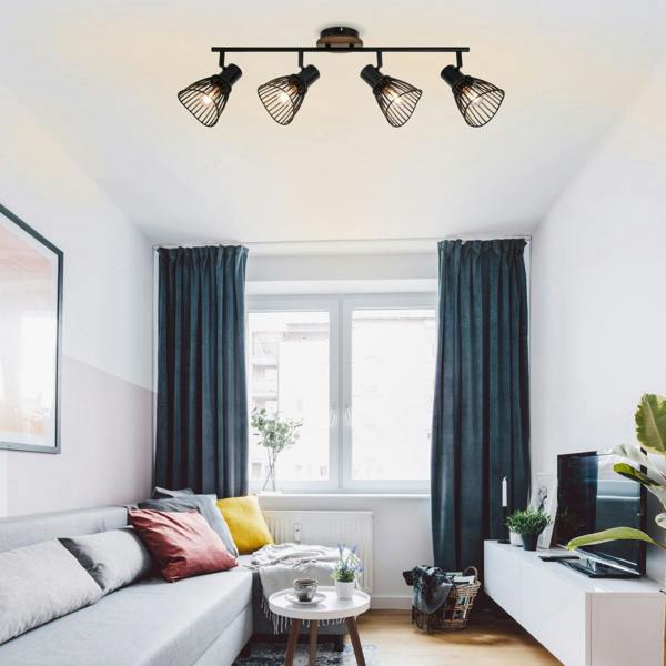 COSYLYTE Hadley 4 Light Matt Black Wire Shade Spotlight