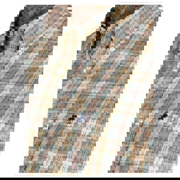 Raging Bull Mens Suffolk Checked Twill Long-Sleeved Shirt - Tan - 