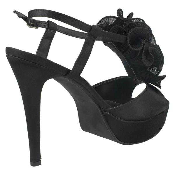 Spot On Ladies Spot On Heeled Platform Sandal With Ruffle Trim