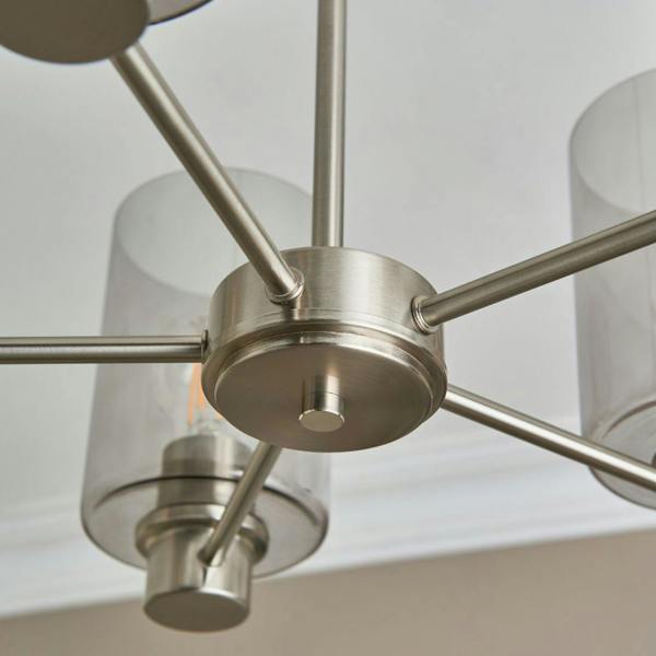 Pagazzi Lighting Kingsholm 5 Light Satin Nickel Semi Flush Ceiling Light