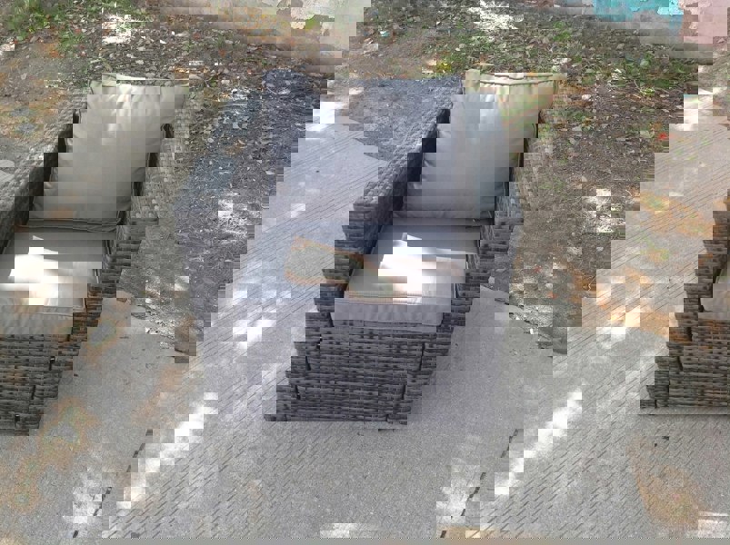 Fimous Rattan Arm Chair with Thick Cushions - Grey