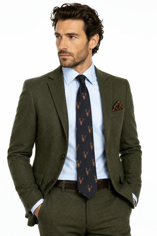 Claudio Lugli Stag's Head Silk Neck-Tie by Van Buck