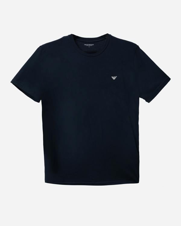 Emporio Armani 2-Pack Mens Crew Neck T-Shirts with Eagle Logo in Armani Blue