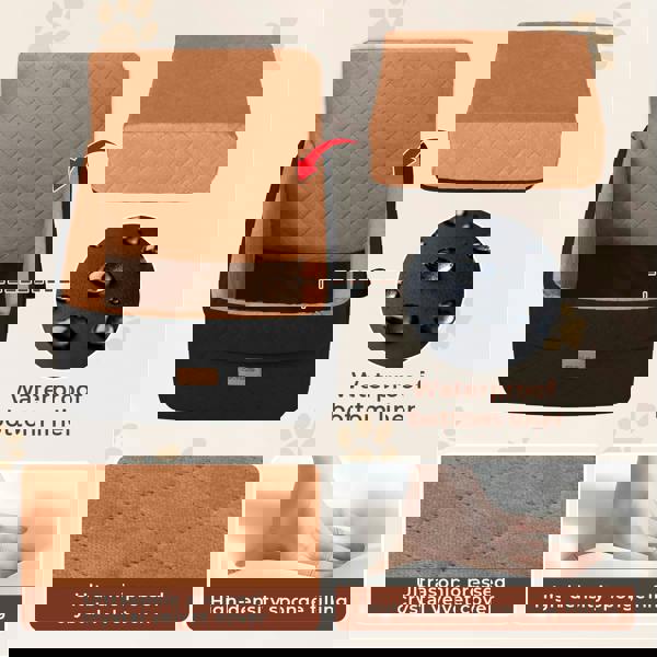 Skylos Dog Booster Car Seat Cosy Cats Pet Travel Bed with Safety Leash Brown