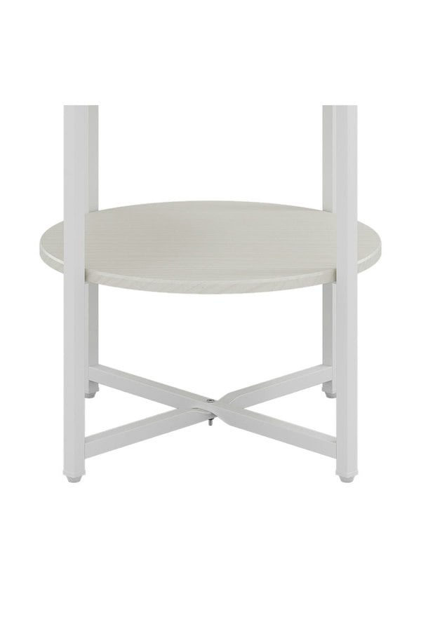 Living and Home White Small Round Coffee Table with 2 Tier