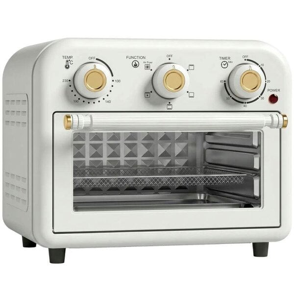 Air Fryer Toaster Oven, Convection Countertop Oven, with Adjustable Temperature and Timer, 12 L, Cream White