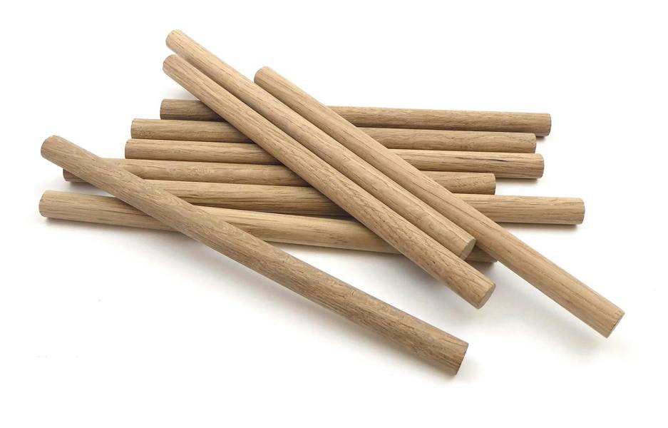 Premium Quality European Oak Dowel 200mm Long (12mm - Pack of 10)
