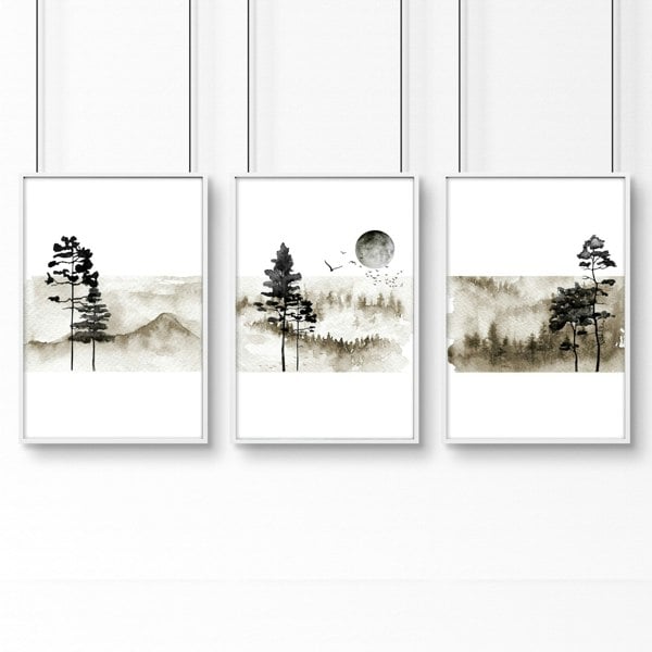 Art prints Scandinavian for bedroom | set of 3 wall art prints