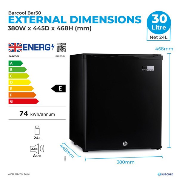 Subcold Barcool Bar30 LED - Mini Bar Fridge