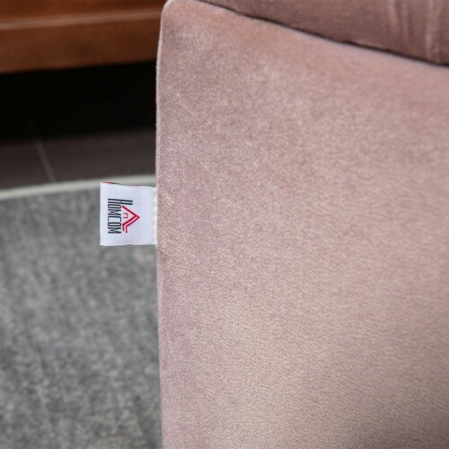 Wyld Haus Rafili Velvet Pink Semi Circle Storage Bench With Tufted Seat